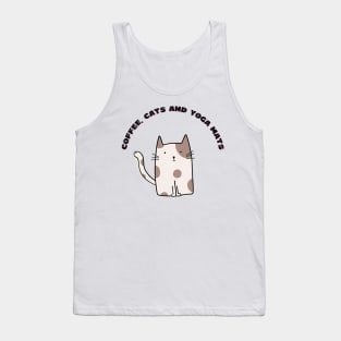 Coffee cats and yoga mats funny yoga and cat drawing Tank Top